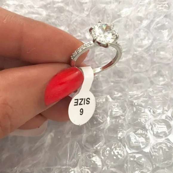 6-Prong CZ Pave Faux Diamond Ring - Picture 7 of 7